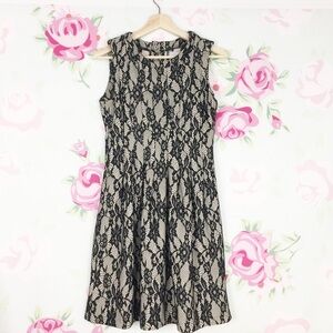 Anthropologie HD in Paris Black Violante Floral Lace Sleeveless Mini Dress S
